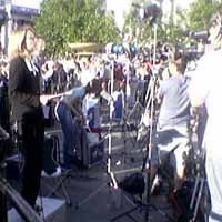 journalists reporting into a programme live from trafalgar square