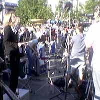 journalists reporting into a programme live from trafalgar square